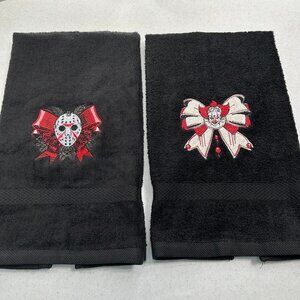 Halloween Hand Towel Set Embroidered Freddy Jason Scream Pennywise Beetlejuice